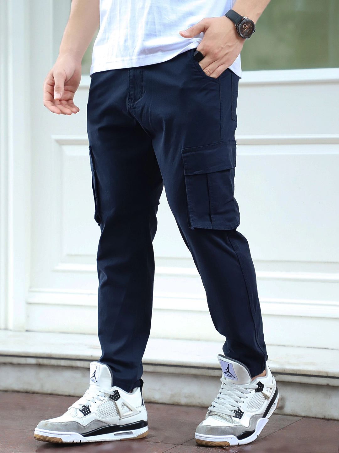 Sandroot Navy Blue Cotton Cargo