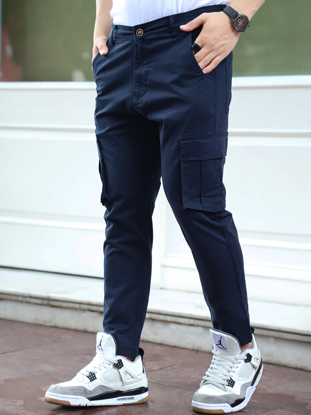 Sandroot Navy Blue Cotton Cargo
