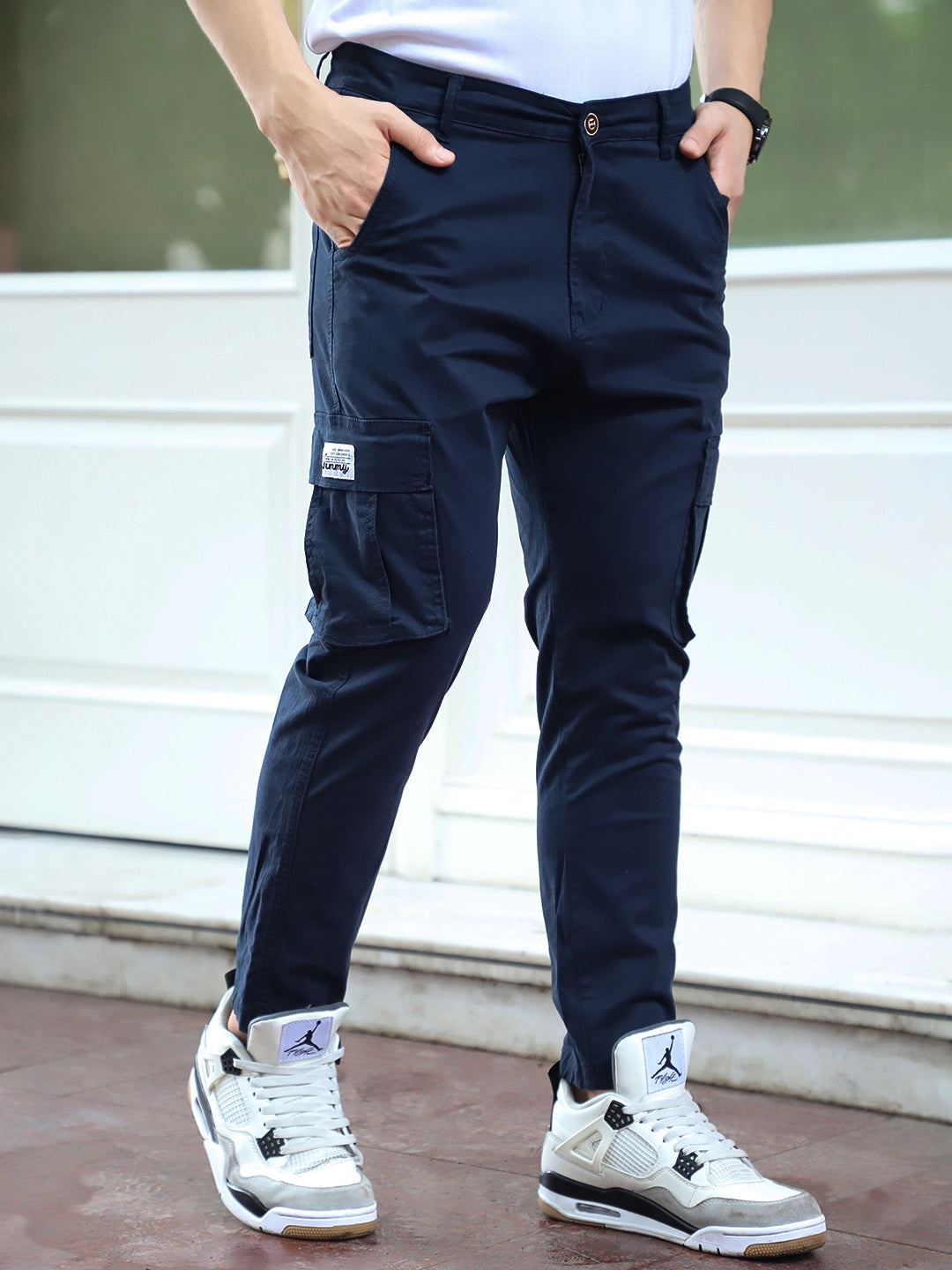 Sandroot Navy Blue Cotton Cargo