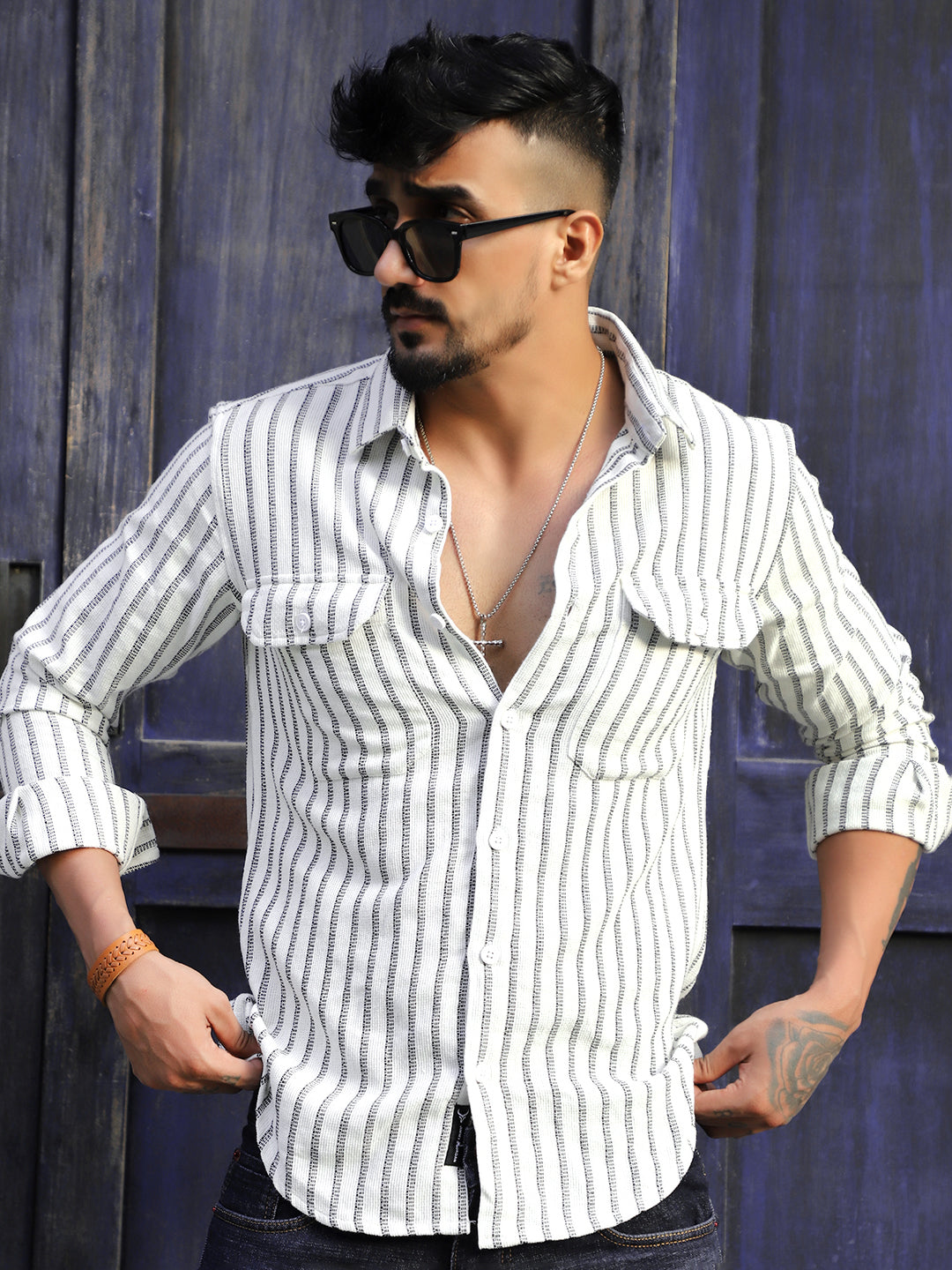 Wildcard White Stripe Full Sleeve Shirt