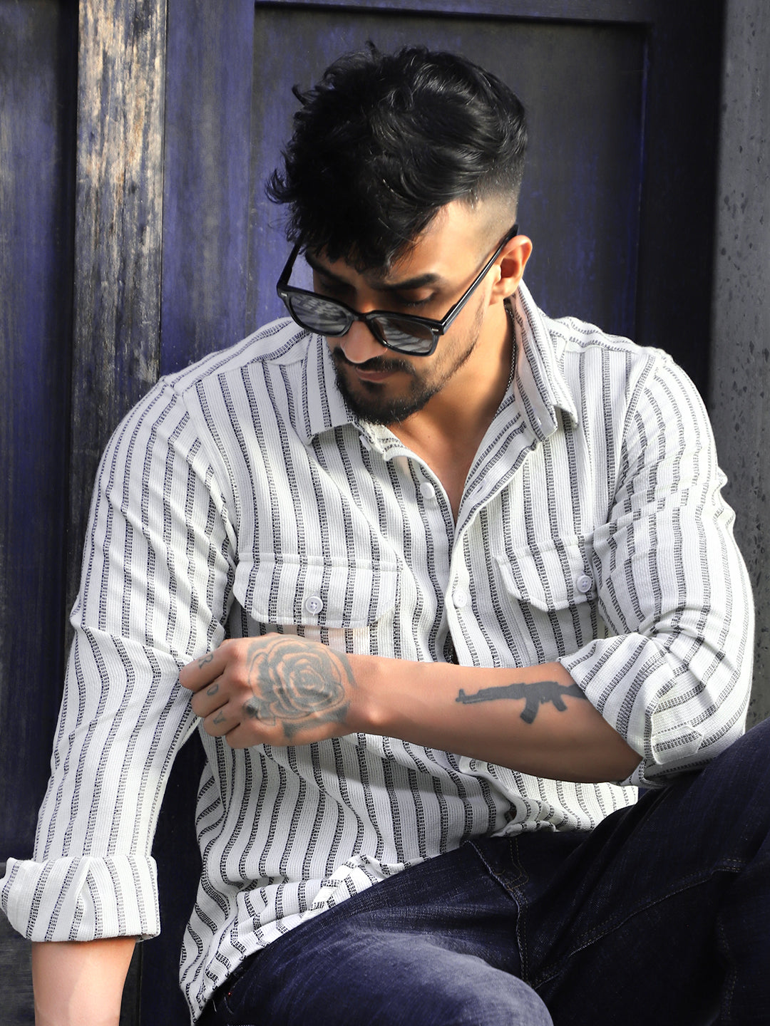 Wildcard White Stripe Full Sleeve Shirt