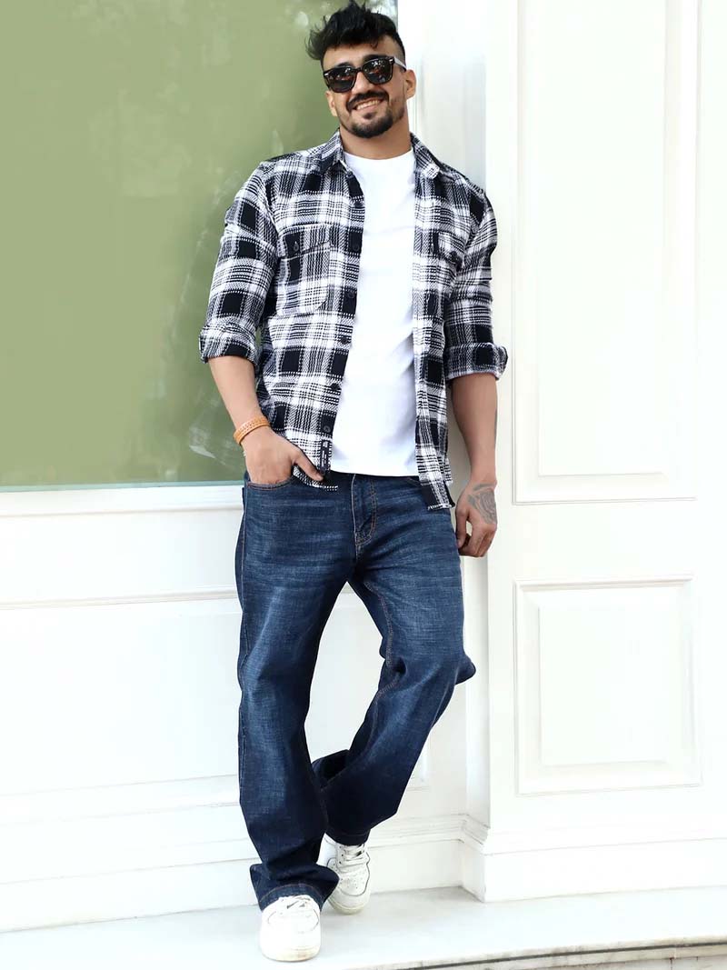 Chrome Fever Black Check Full Sleeve Shirt