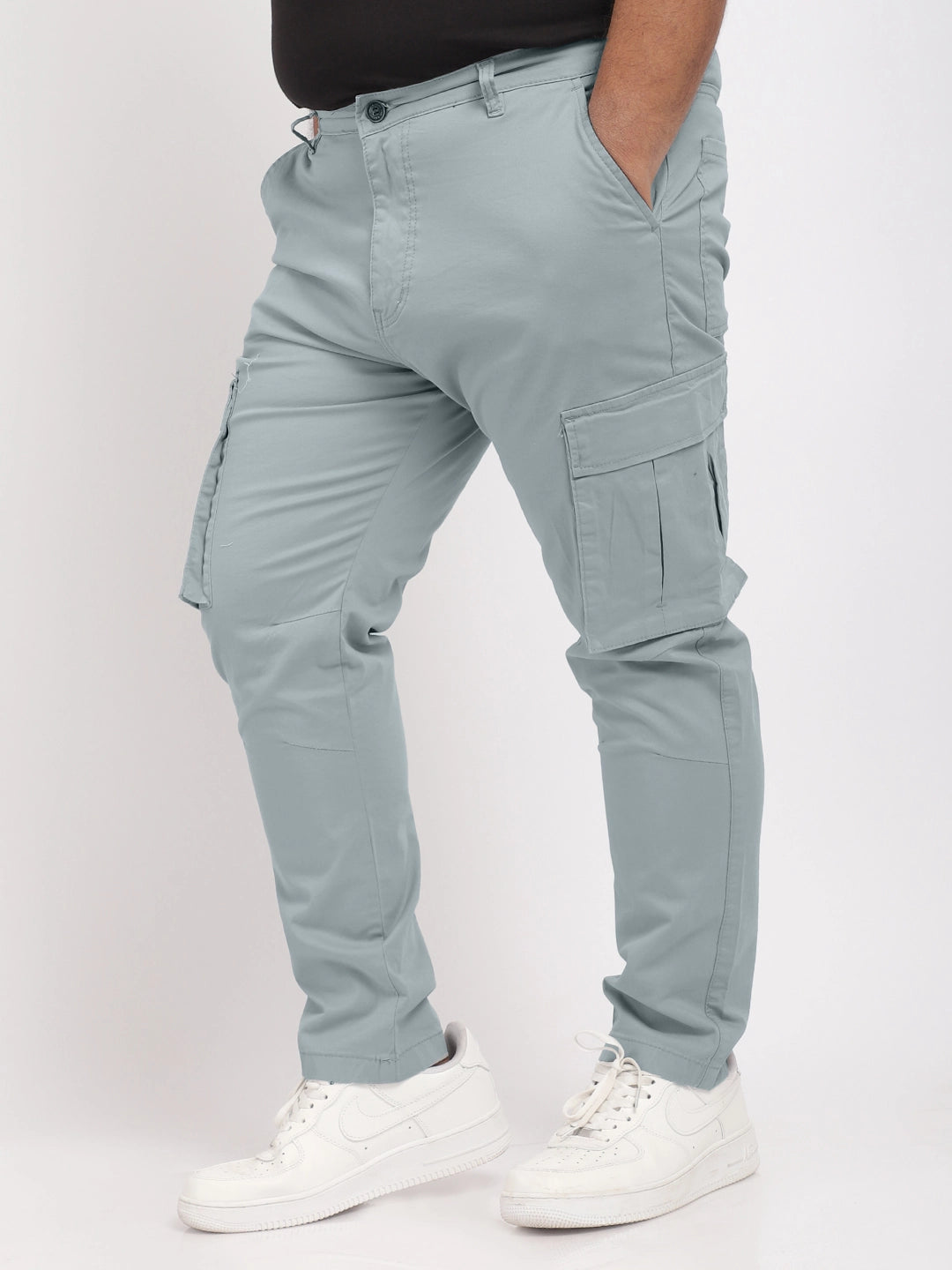 Men Grey Cotton Cargo