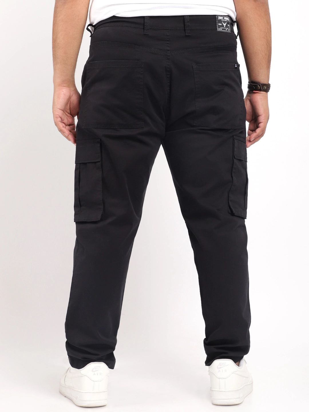 Men Black Cotton Cargo
