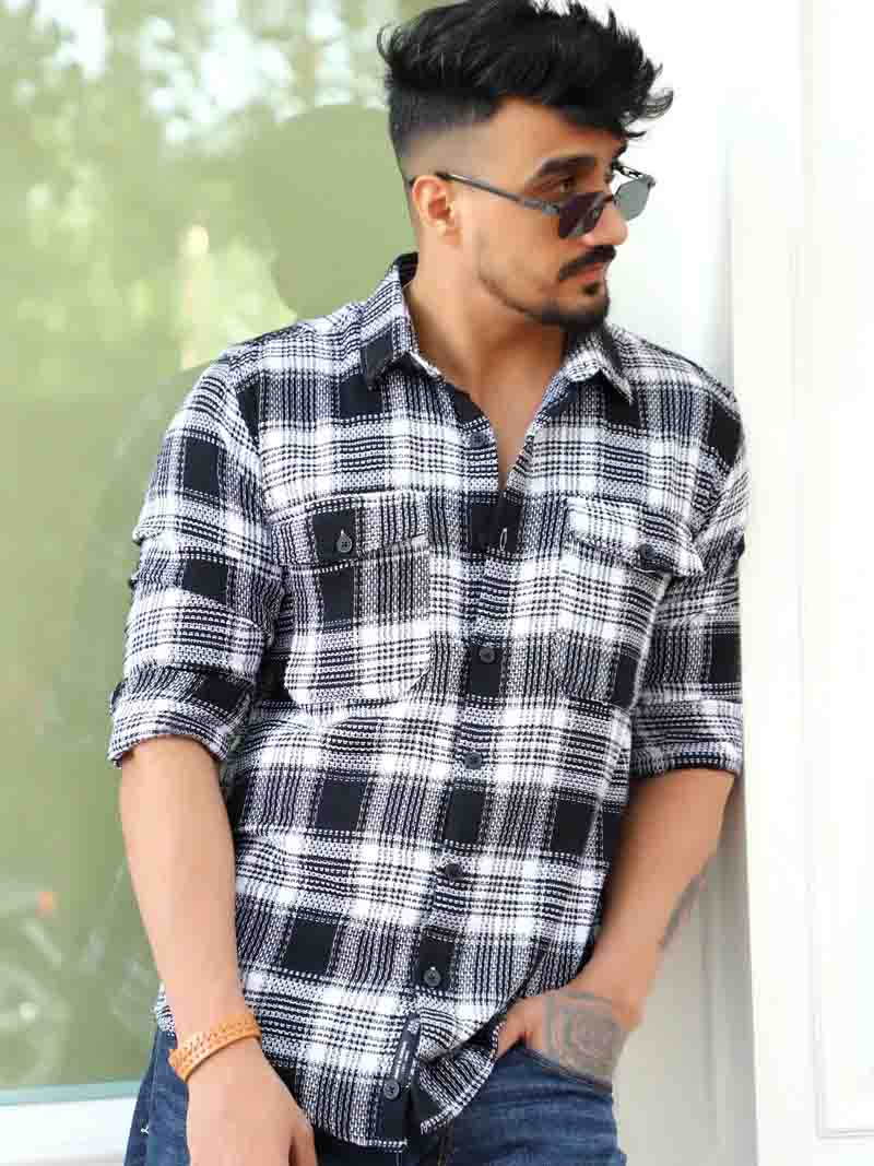 Chrome Fever Black Check Full Sleeve Shirt