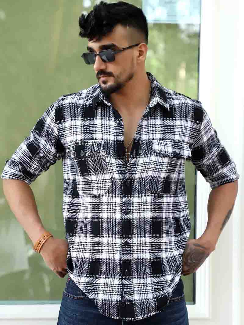 Chrome Fever Black Check Full Sleeve Shirt