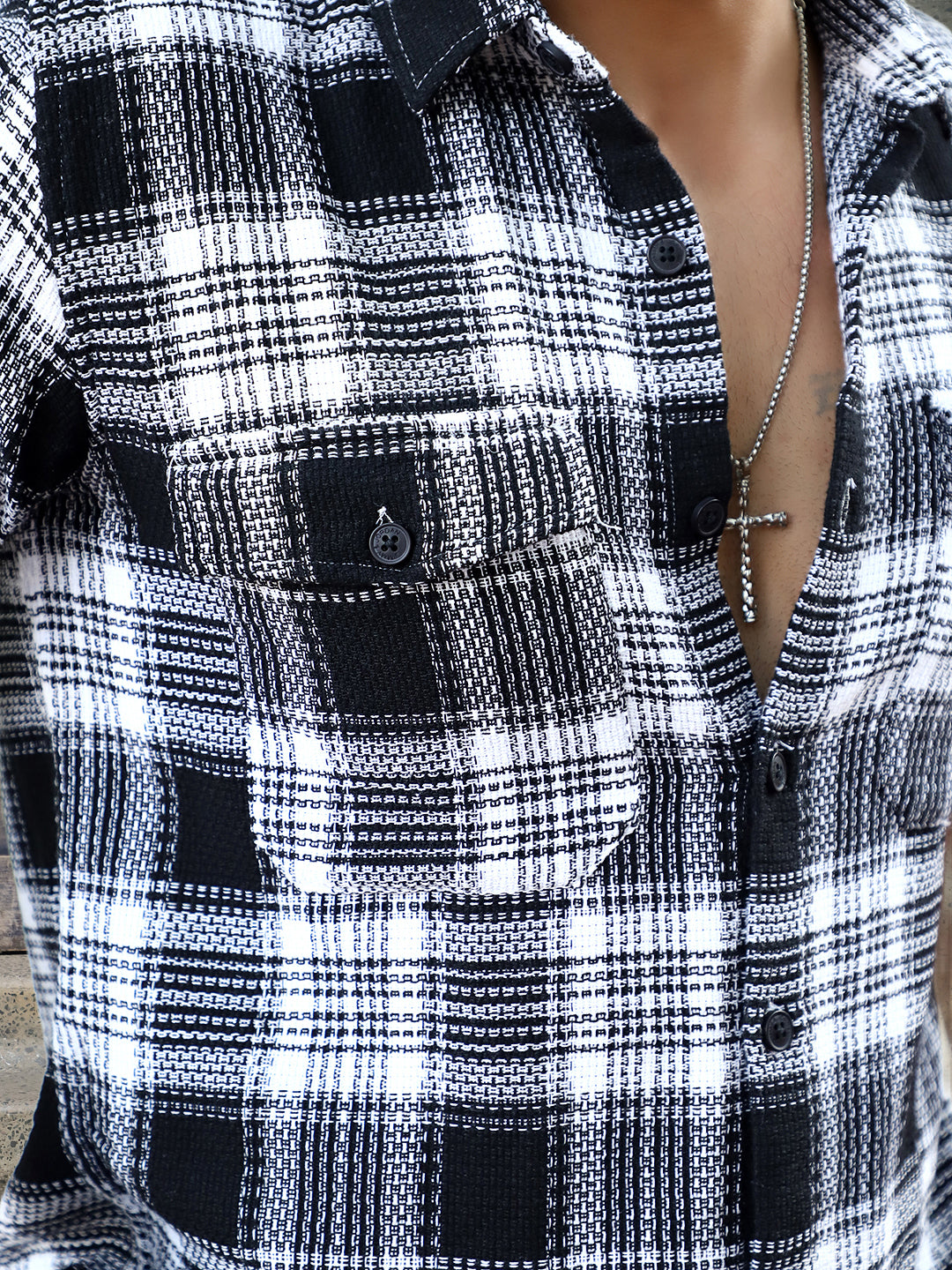 Chrome Fever Black Check Full Sleeve Shirt