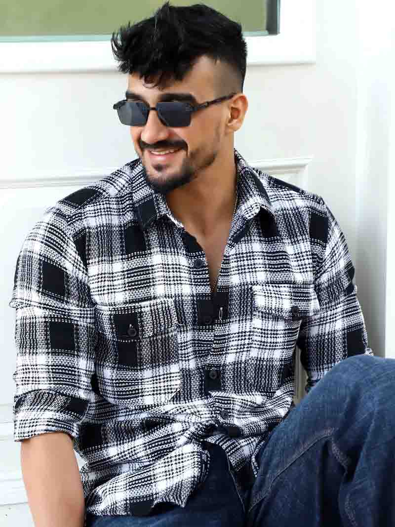 Chrome Fever Black Check Full Sleeve Shirt