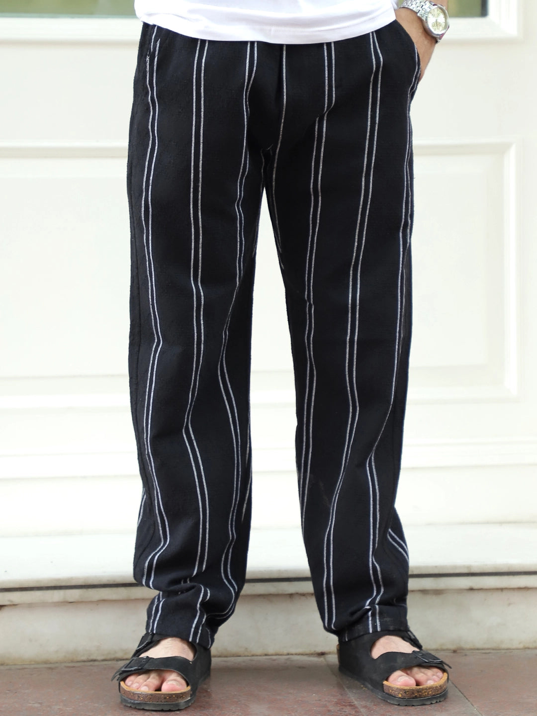 Zayden Black Stripe Baggy Fit Trouser