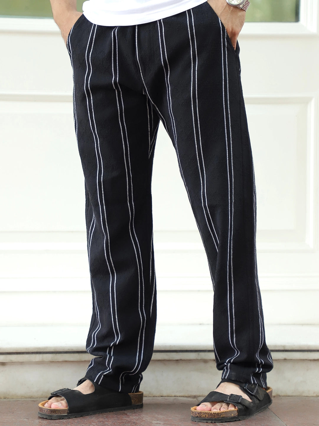 Zayden Black Stripe Baggy Fit Trouser