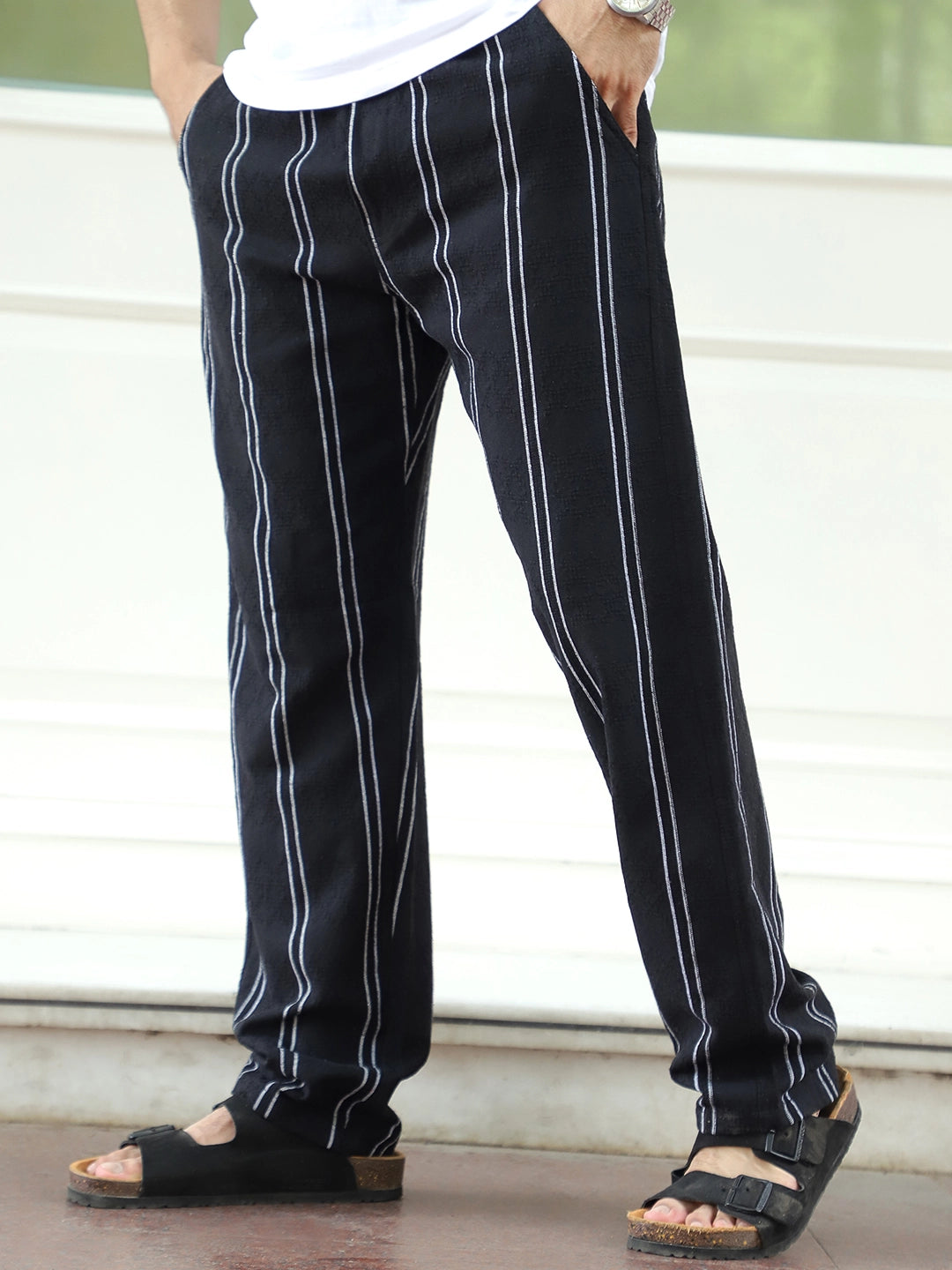 Zayden Black Stripe Baggy Fit Trouser