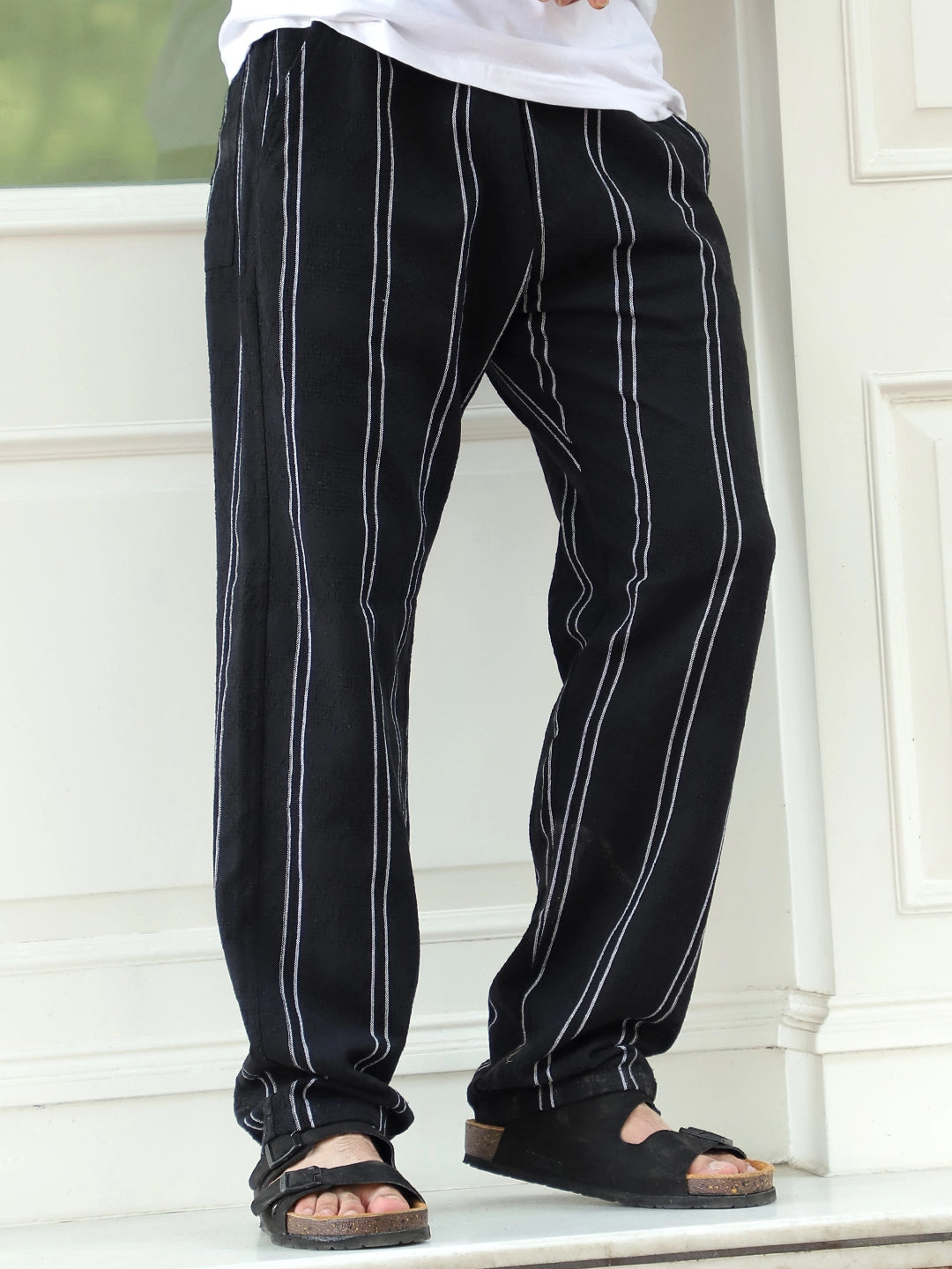 Zayden Black Stripe Baggy Fit Trouser