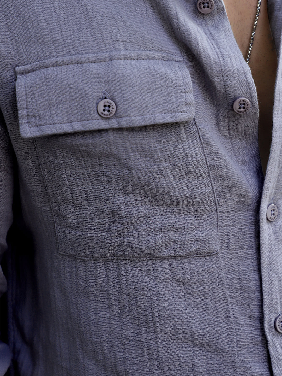 Vero Vibe Lucas Double Clothe Stone Blue Shirt