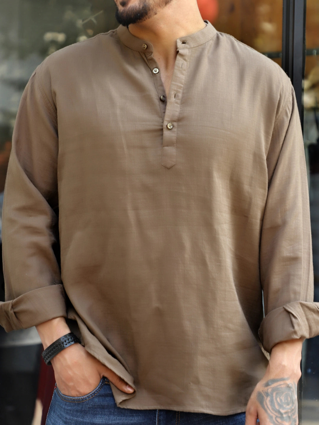Fusion Drift Dull Brown Kurta