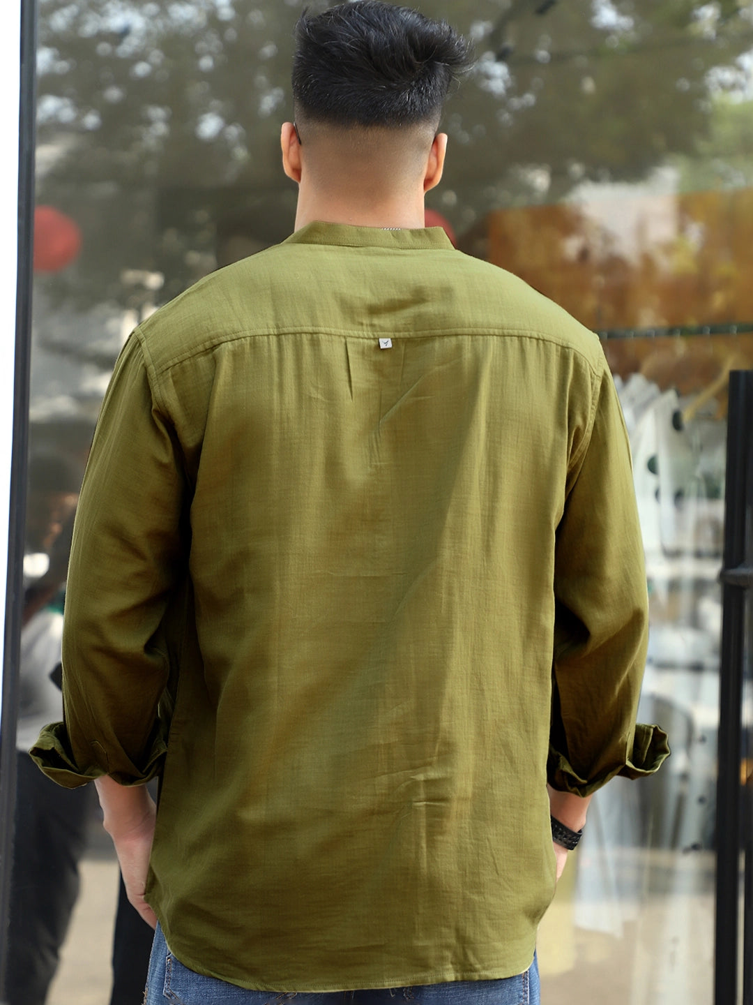 Fusion Drift Avocado Green Kurta