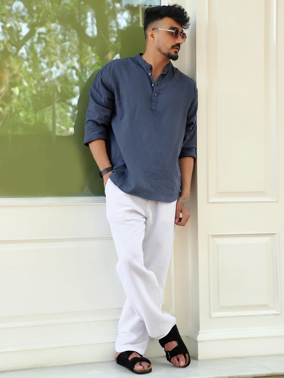 Fusion Drift Ocean Blue Kurta