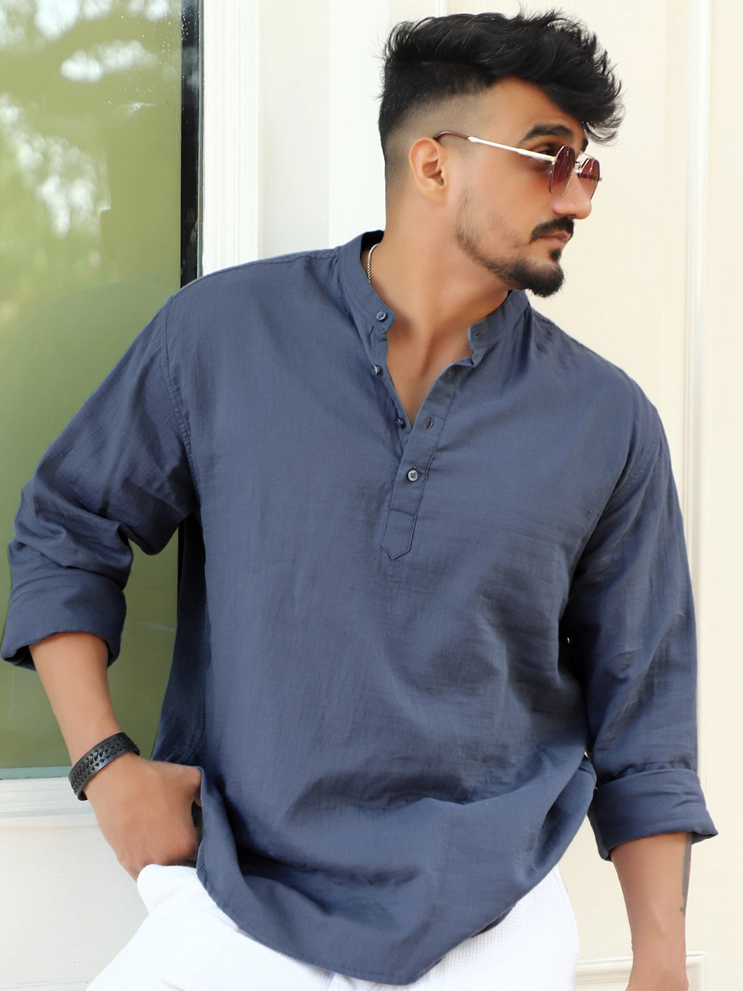 Fusion Drift Ocean Blue Kurta