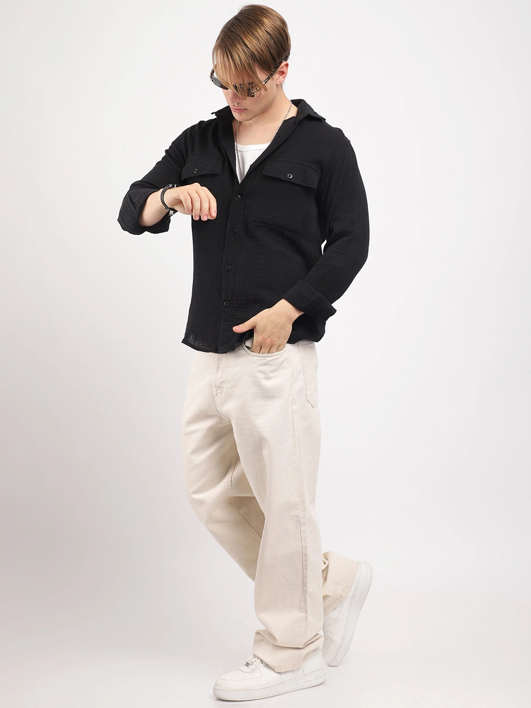 Vero Vibe Lucas Double Clothe Black Shirt