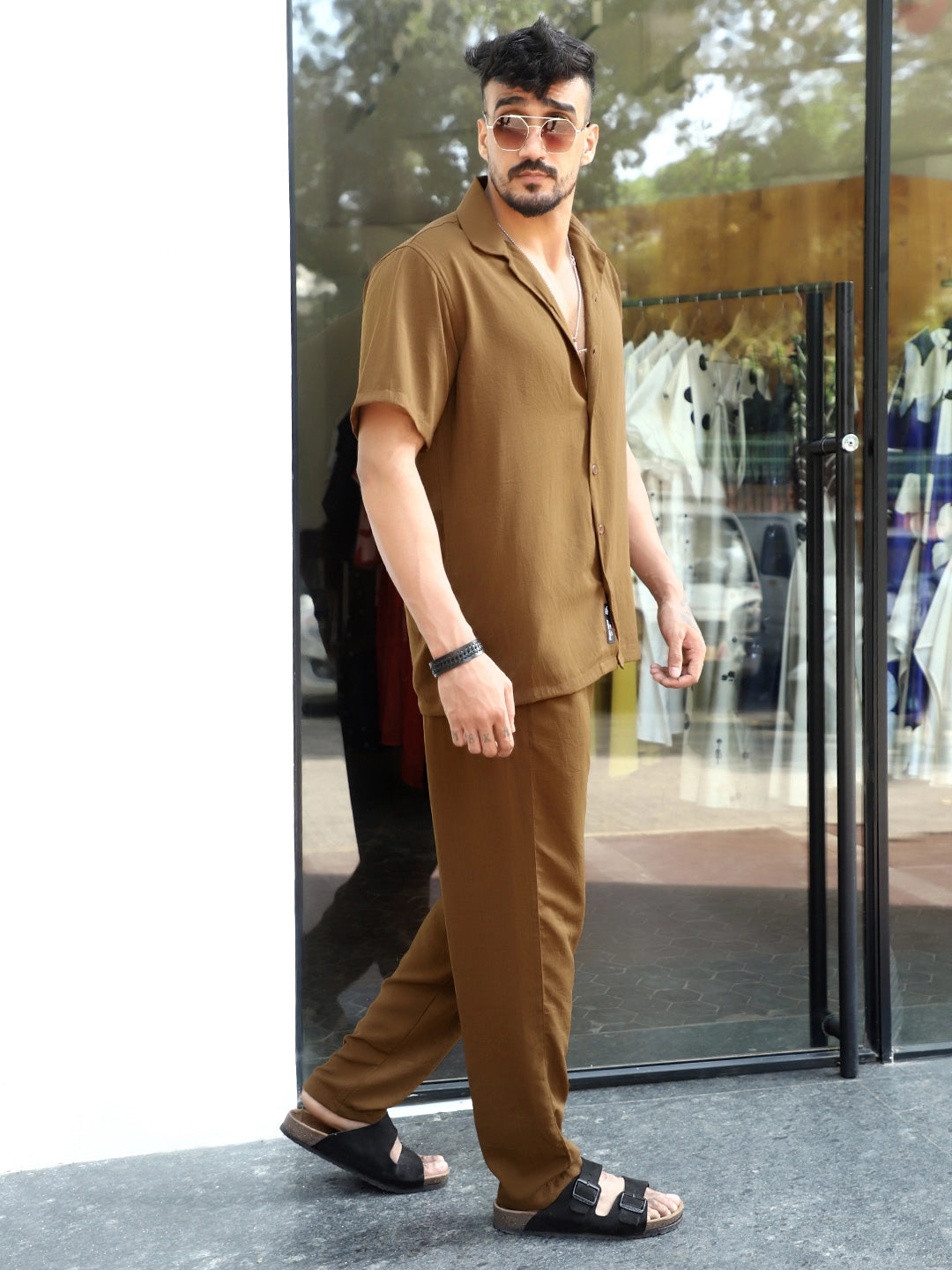 Linen Atlantica Copper Brown Co-Ord Set