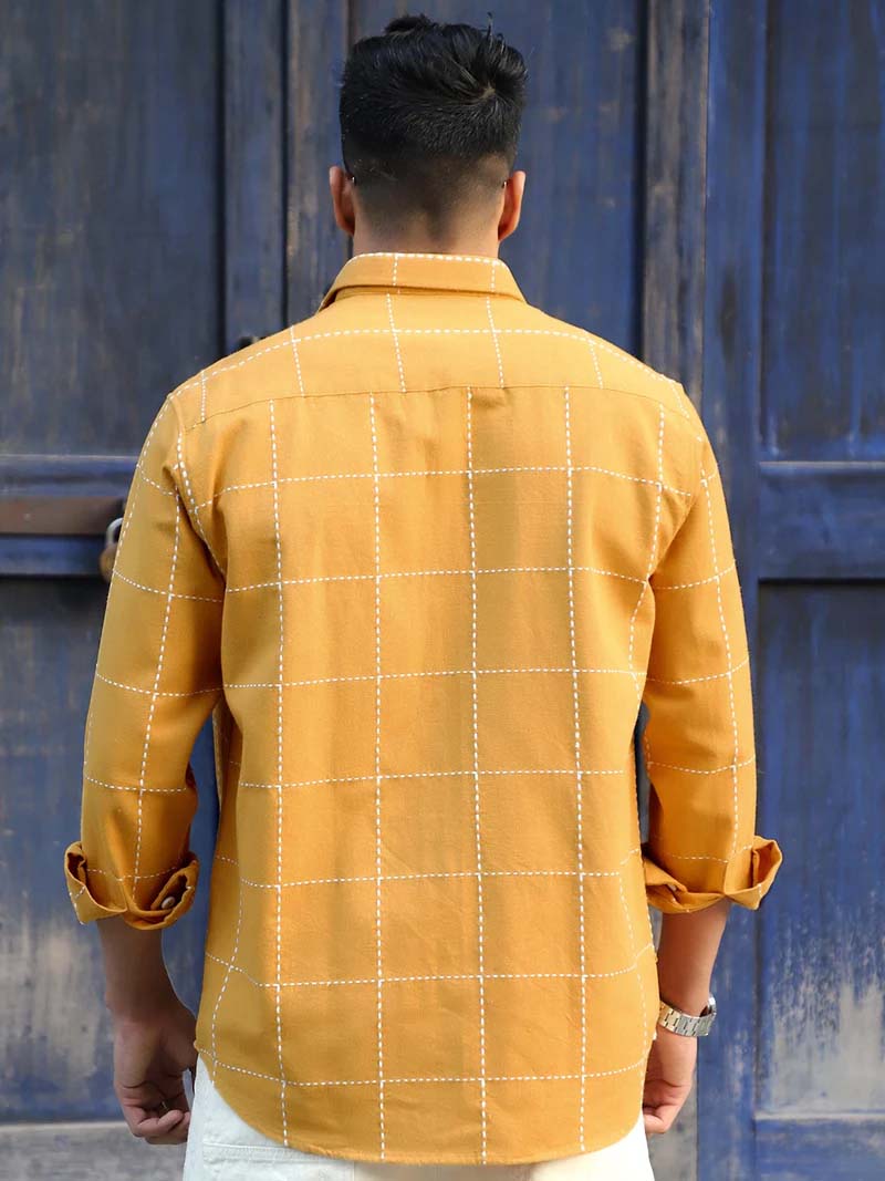 Skywave Mustard Check Full Sleeve Shirt