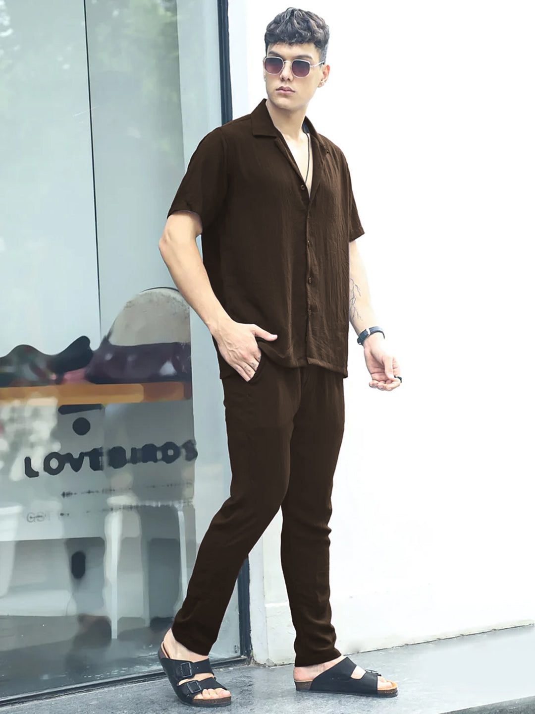 Linen Atlantis Dark Brown Co Ord Set