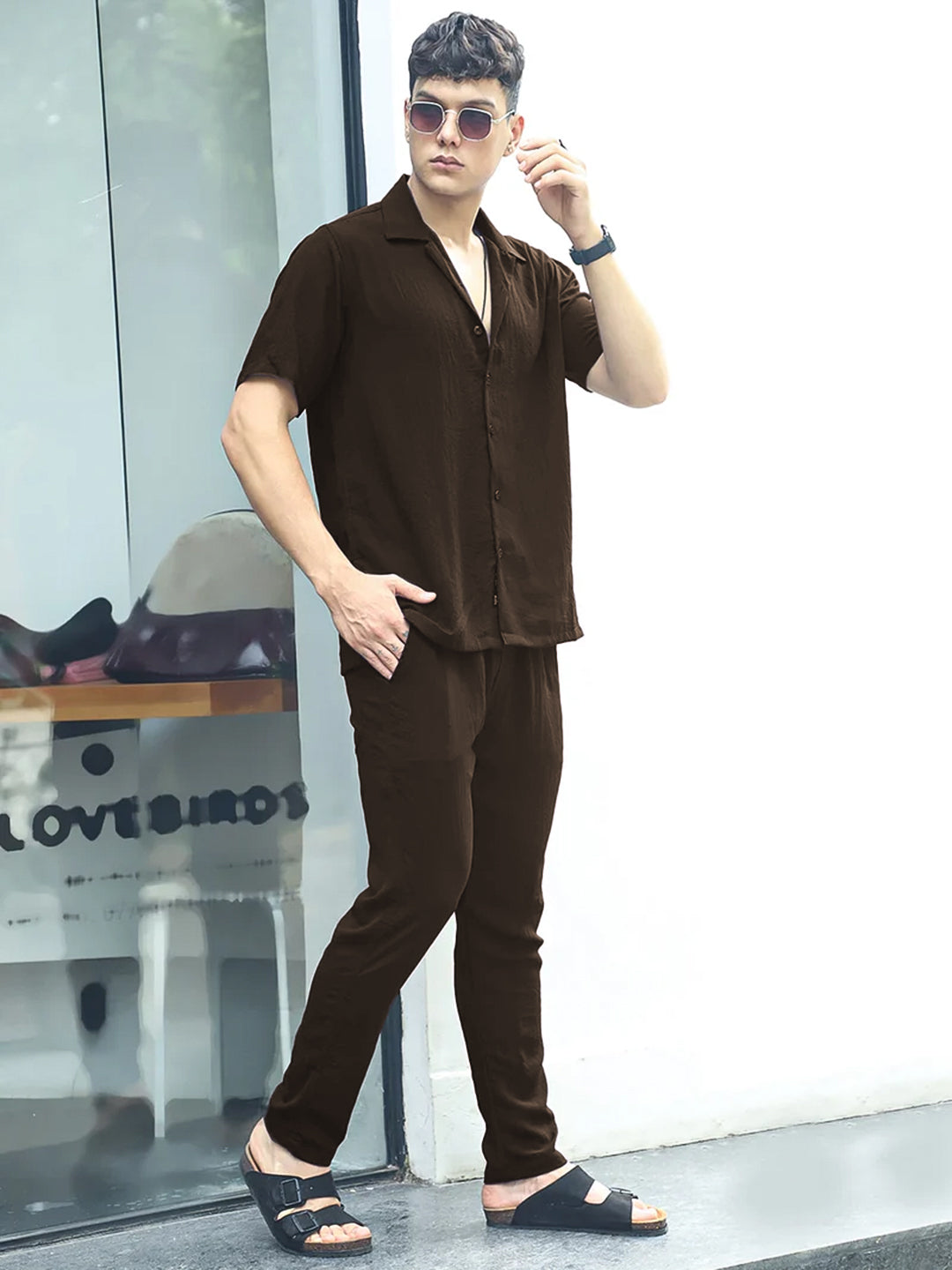 Linen Atlantis Dark Brown Co Ord Set