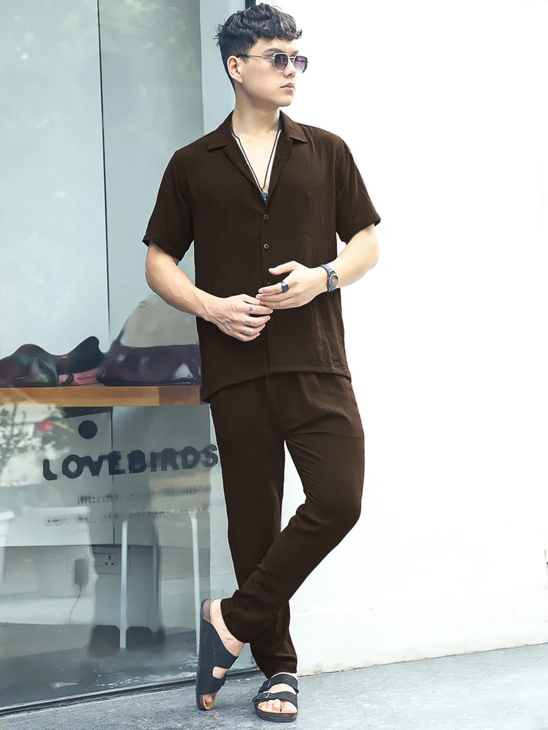 Linen Atlantis Dark Brown Co Ord Set