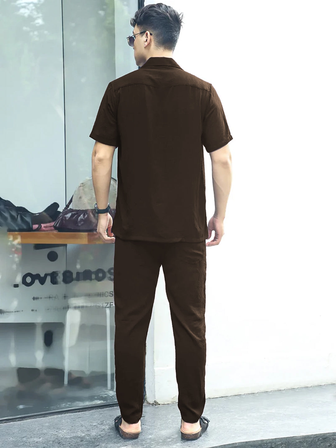 Linen Atlantis Dark Brown Co Ord Set