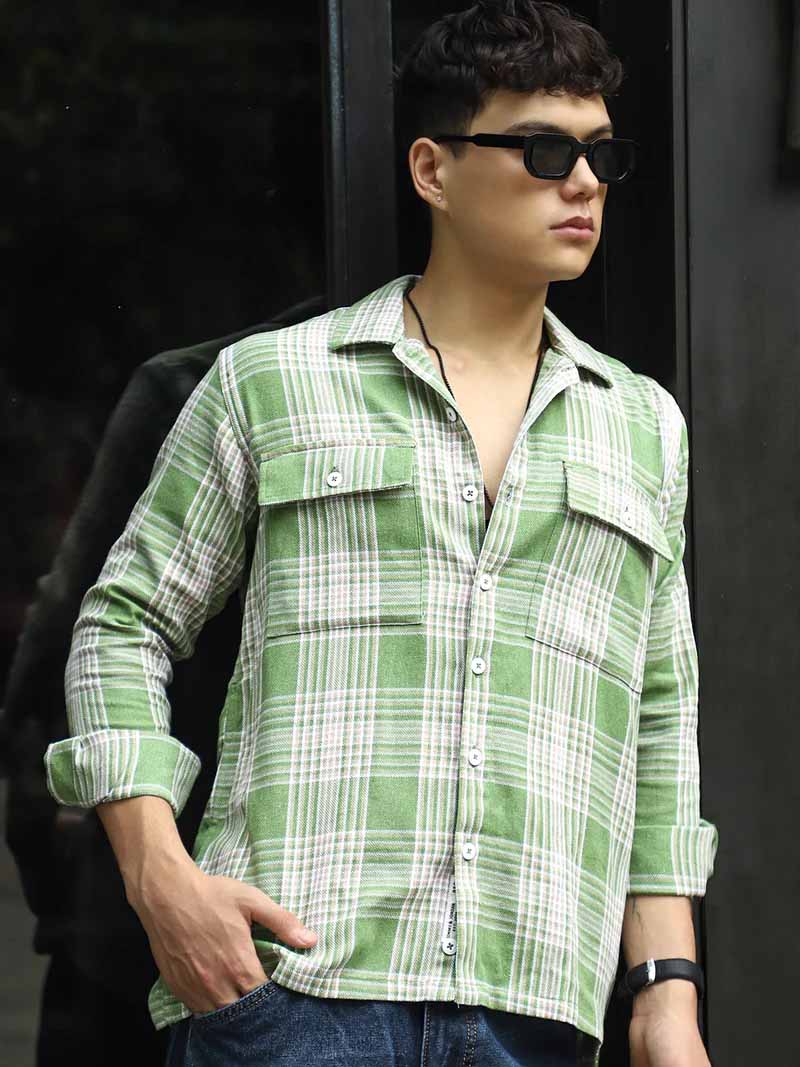 Fiore Blu Pear Green Check Shirt