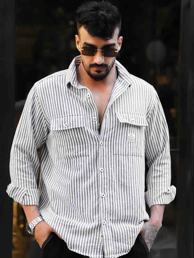 Chiron Thread White Stripe full sleeve Shirt