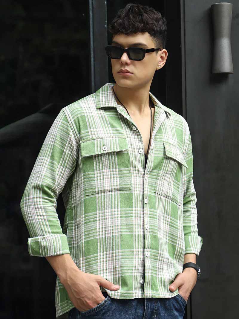 Fiore Blu Pear Green Check Shirt