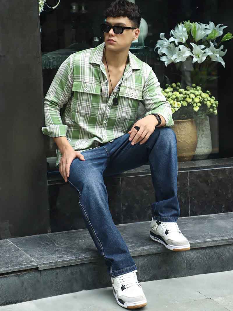 Fiore Blu Pear Green Check Shirt