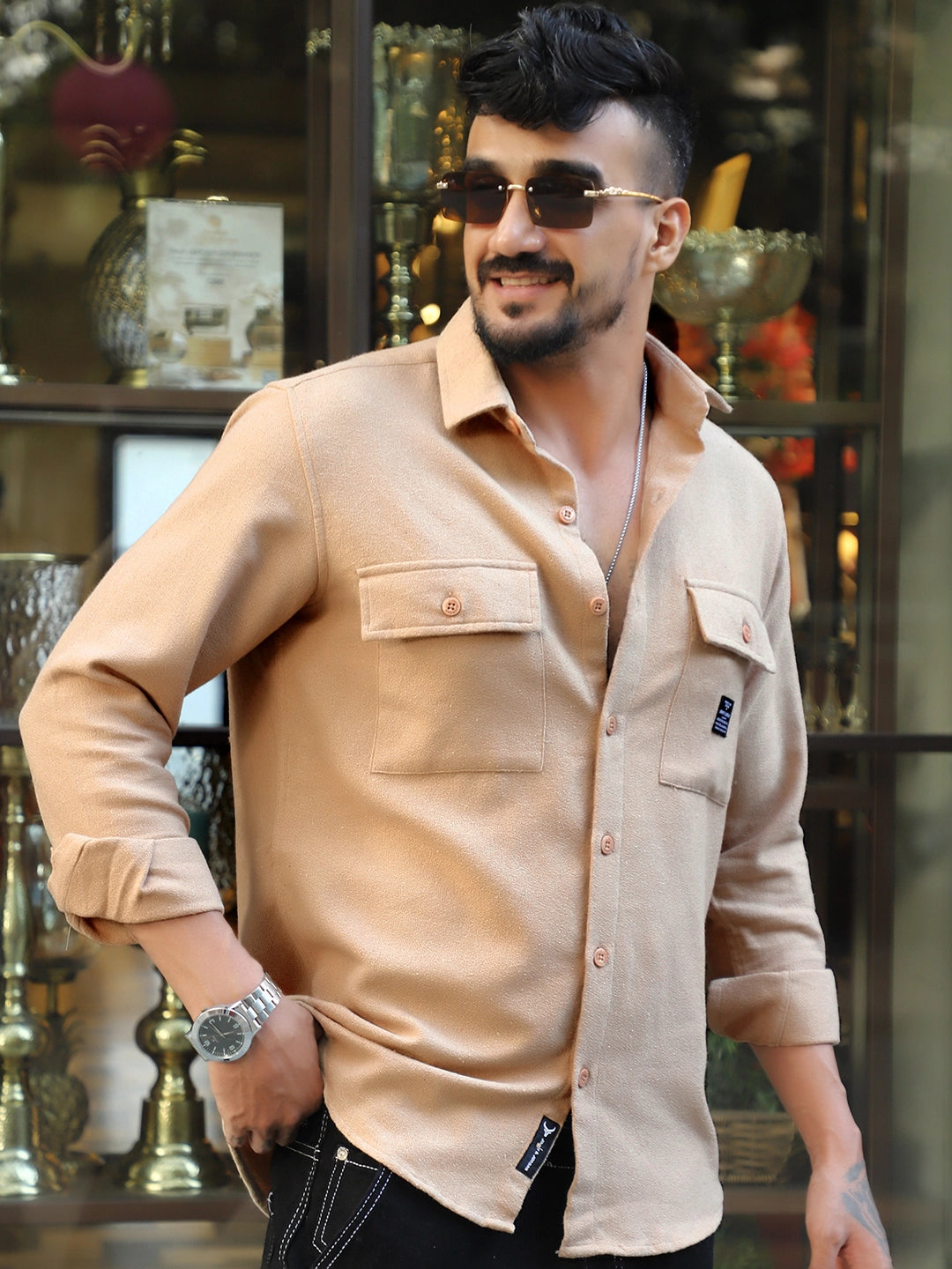 Marko Beige full Plain shirt