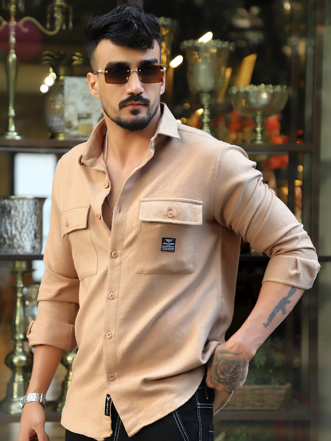 Marko Beige full Plain shirt