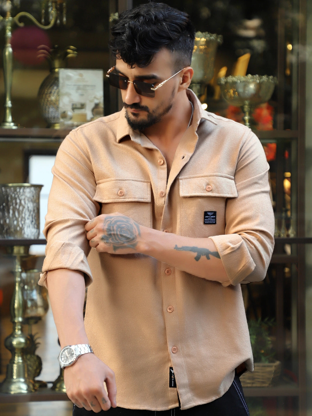 Marko Beige full Plain shirt