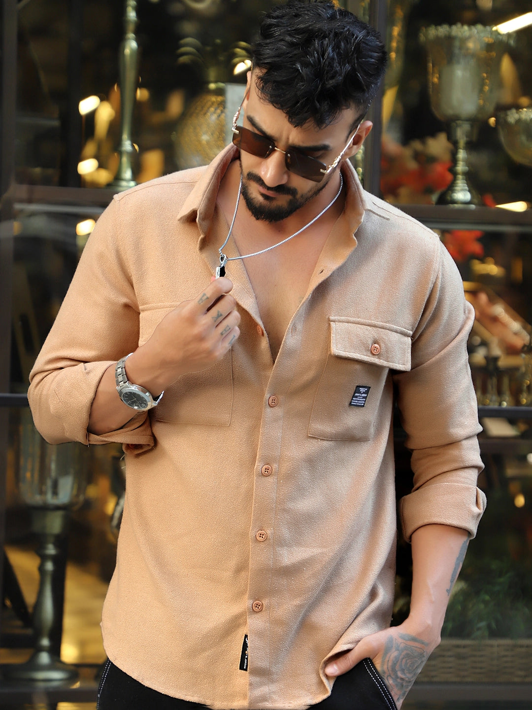 Marko Beige full Plain shirt