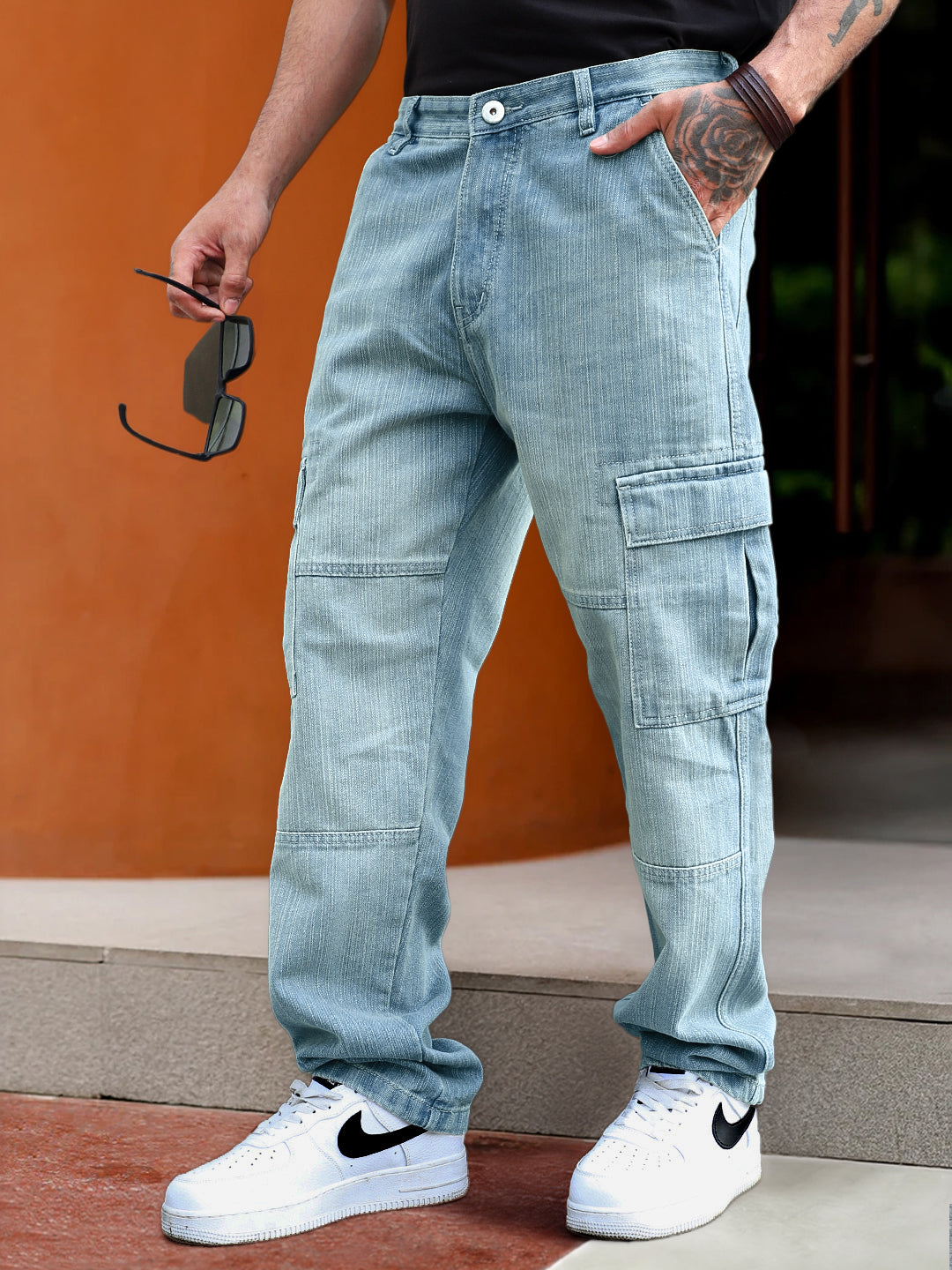 Twilight Fade Light Blue Denim Cargo