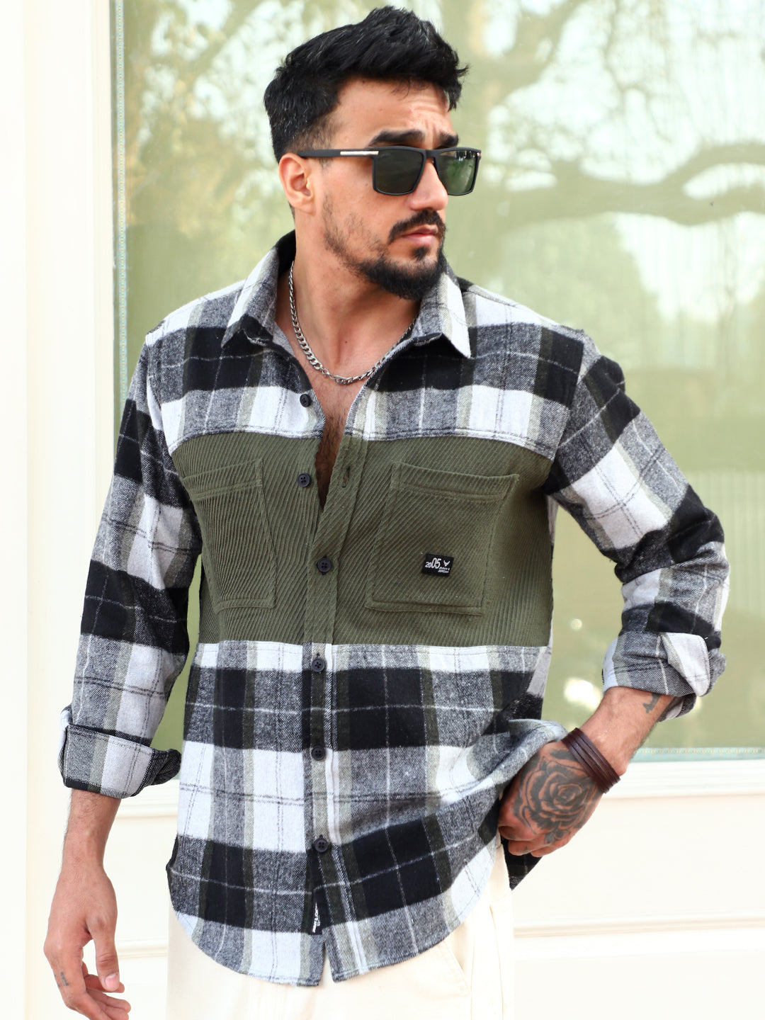 Thunderbird Basil Green Check Full Sleeve Shirt