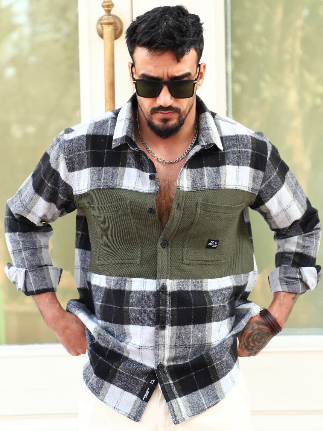 Thunderbird Basil Green Check Full Sleeve Shirt
