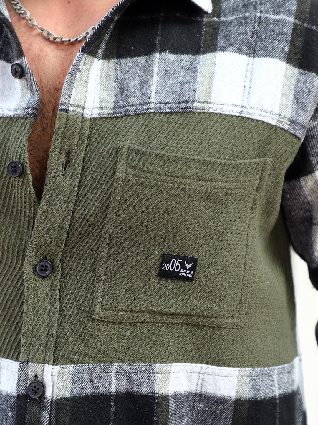 Thunderbird Basil Green Check Full Sleeve Shirt