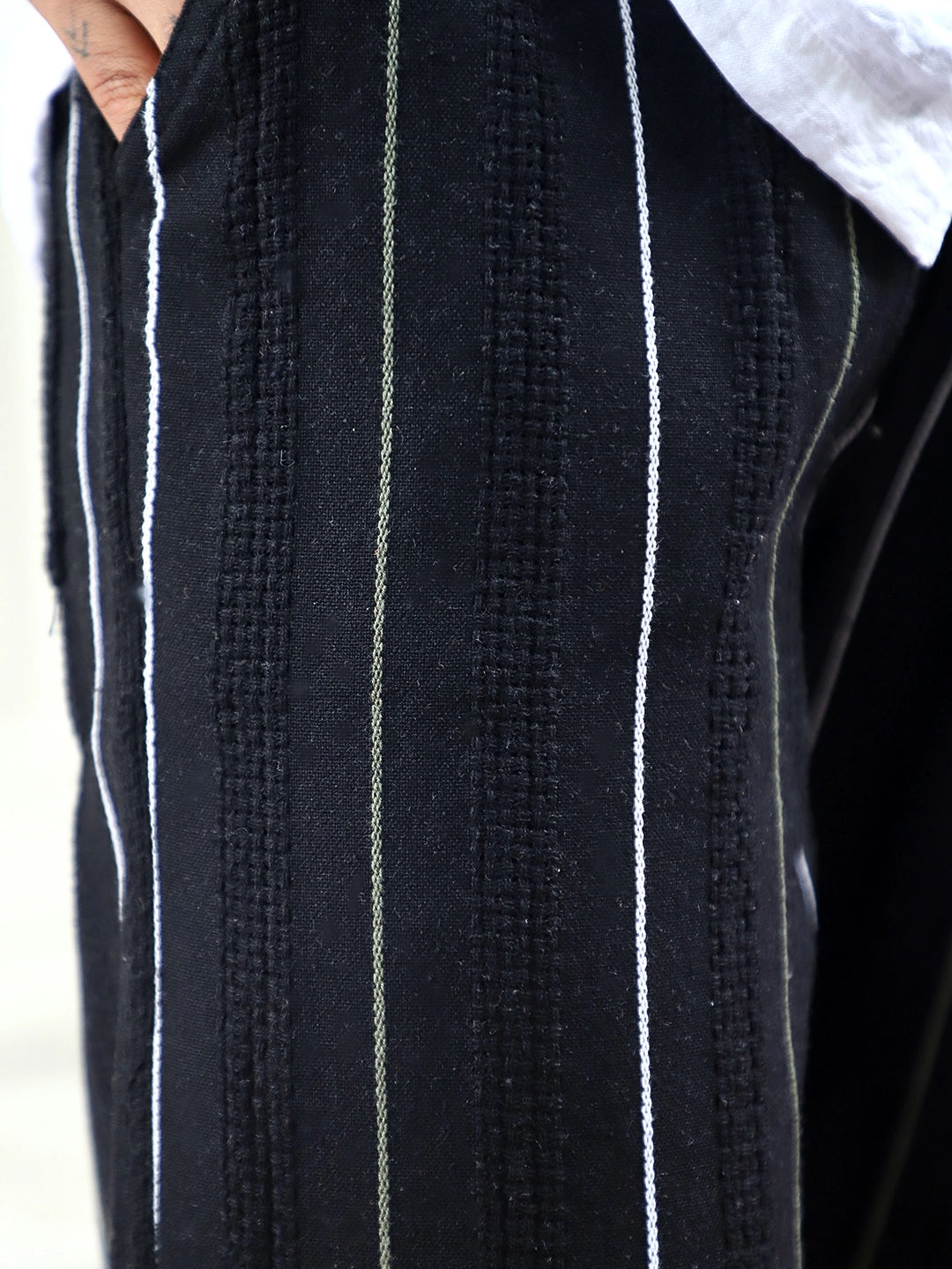 Kyzen Black Stripe Baggy Fit Trouser