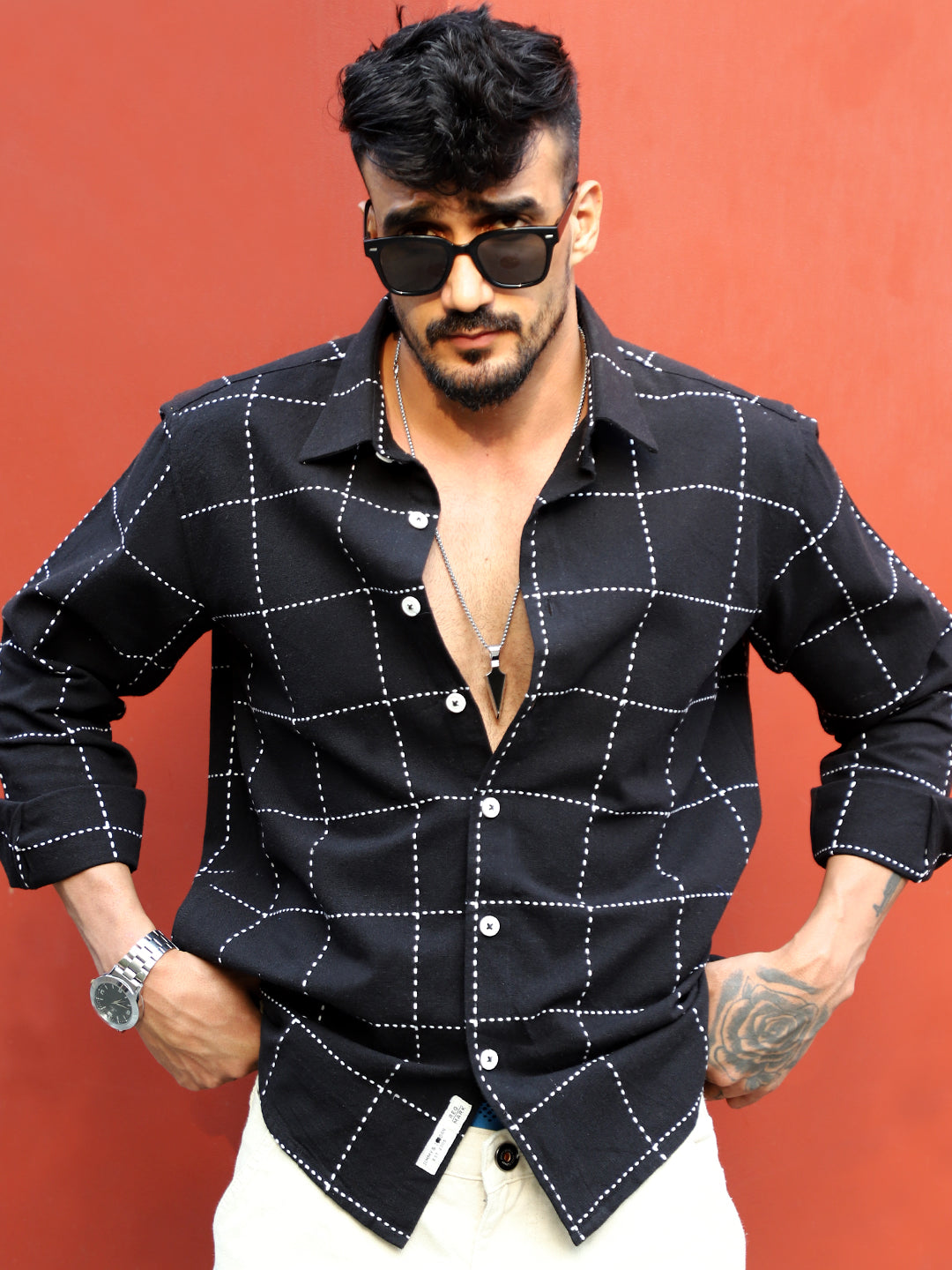 Skywave Black Check Full Sleeve Shirt