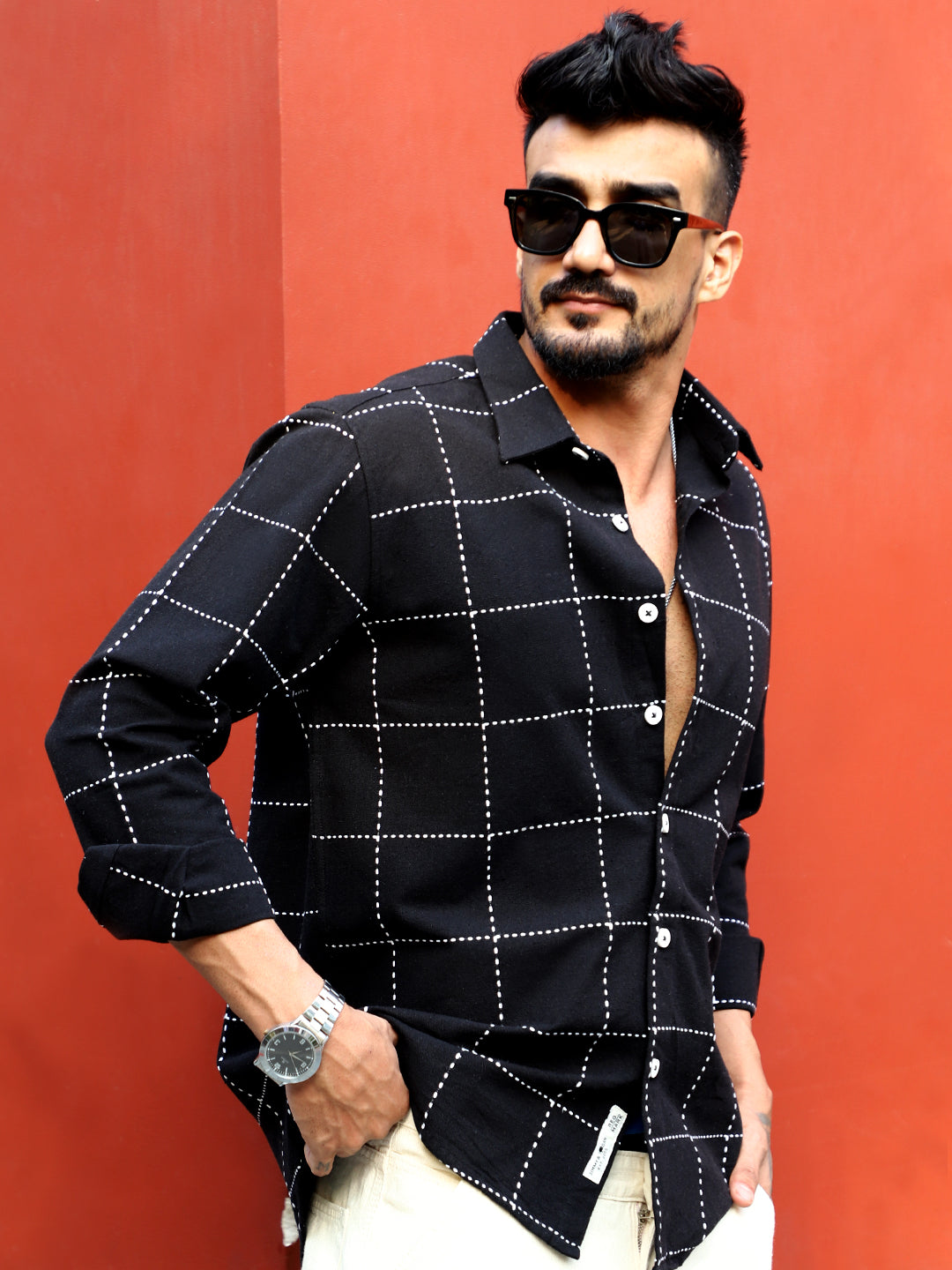 Skywave Black Check Full Sleeve Shirt