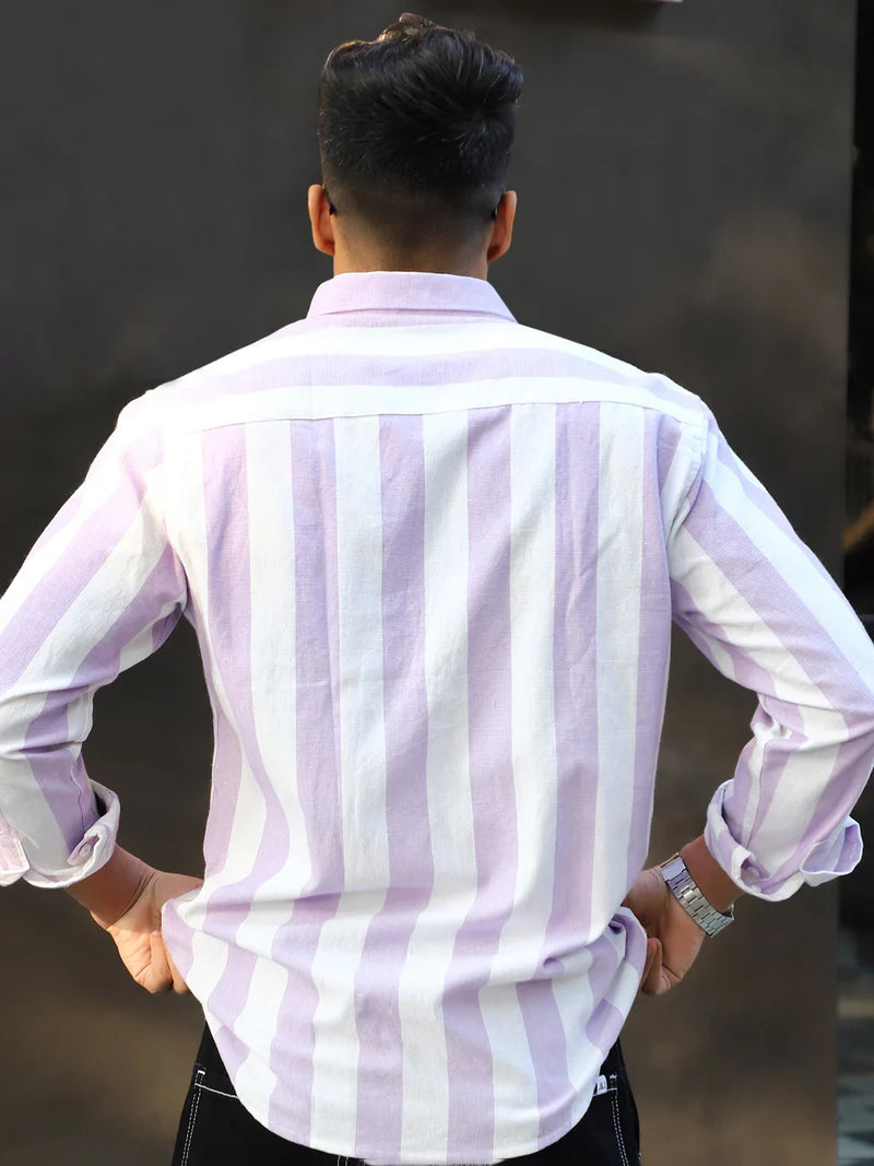 Oaken Espresso Lavender Stripe Linen Shirt