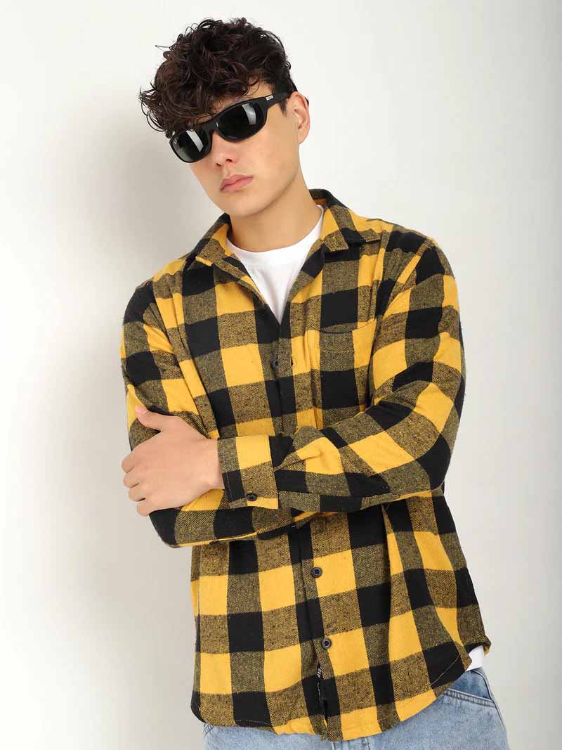 Storm Twill Black & Yellow Flannel Check Shirt