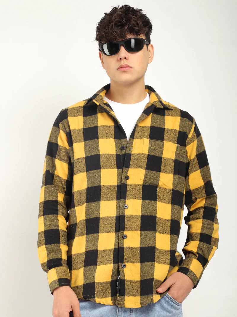 Storm Twill Black & Yellow Flannel Check Shirt