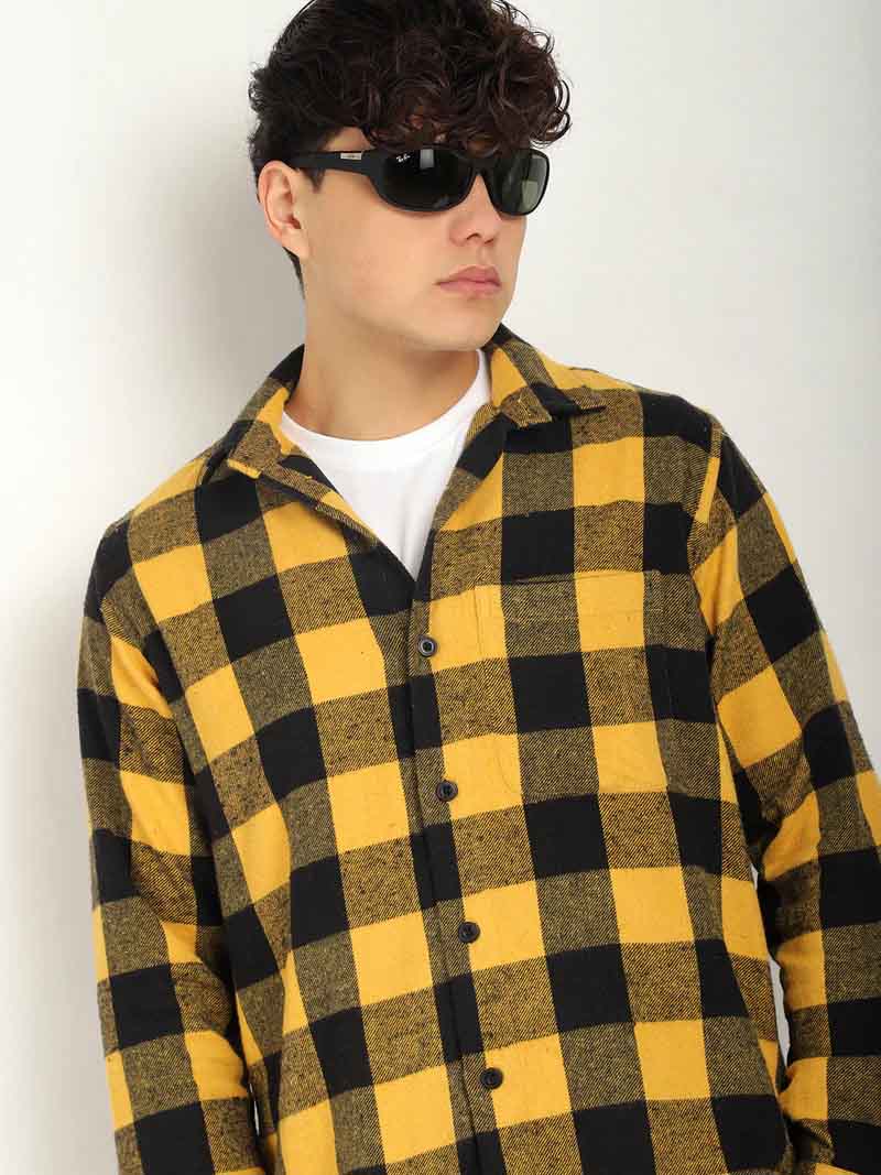 Storm Twill Black & Yellow Flannel Check Shirt