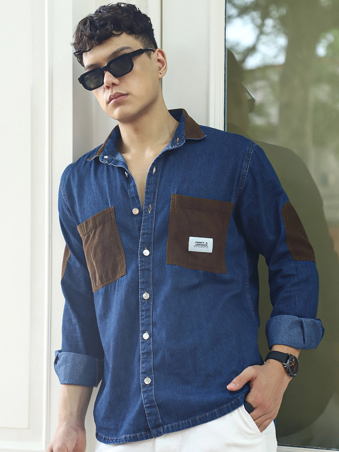 Fade Fit Night Blue Washed Corduroy Denim Shirt