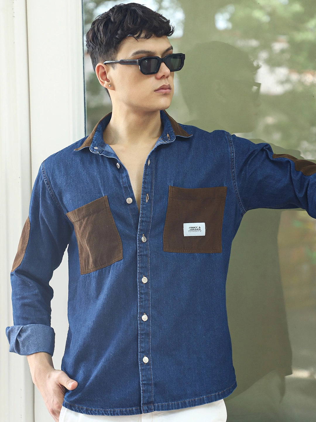 Fade Fit Night Blue Washed Corduroy Denim Shirt