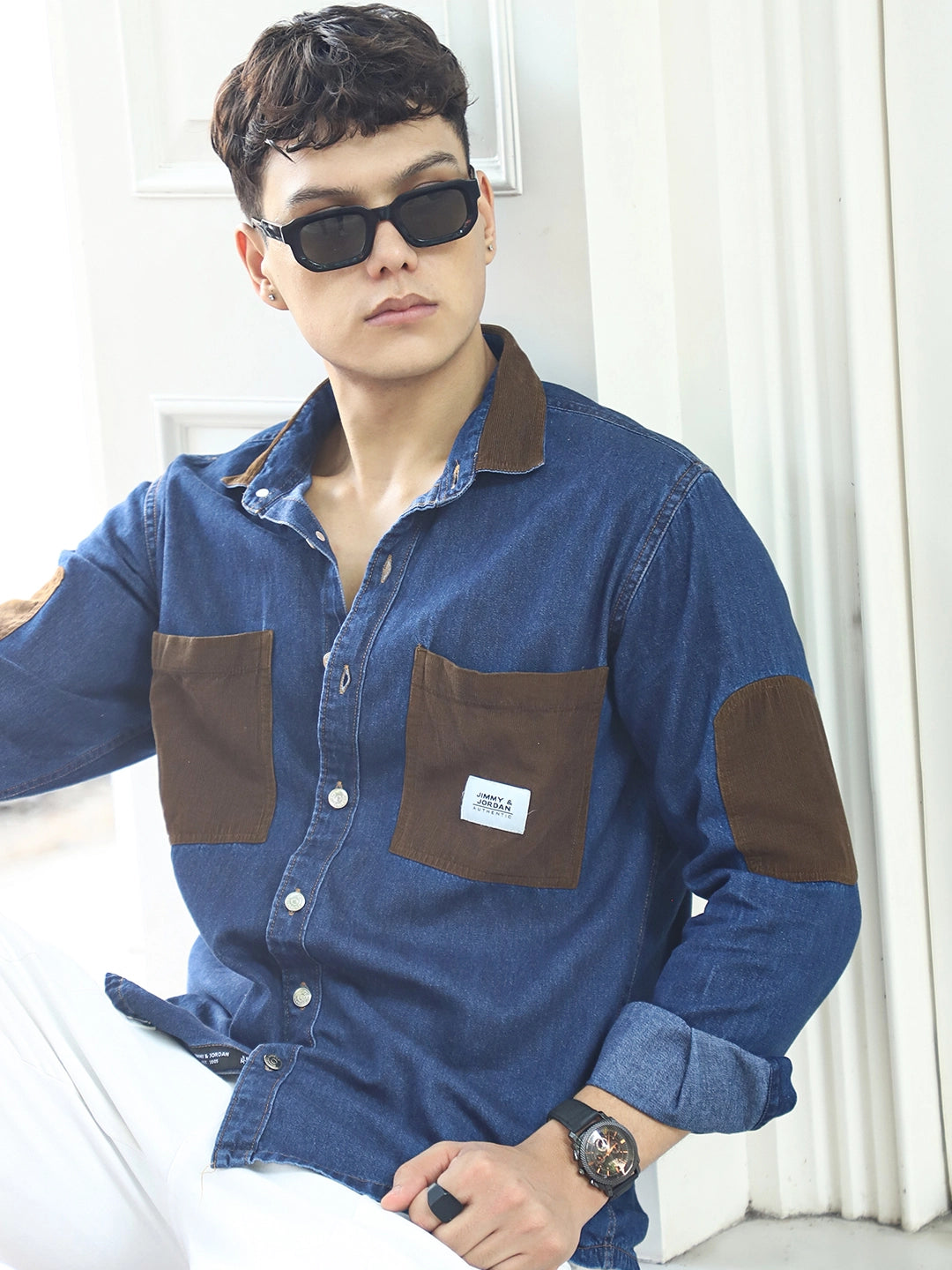 Fade Fit Night Blue Washed Corduroy Denim Shirt